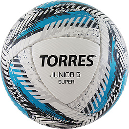 Мяч футб. TORRES Junior-5 Super HS, F320305, р.5,вес 350-370 г, ПУ,4сл,16 п,руч.сш,бел-гол-сер